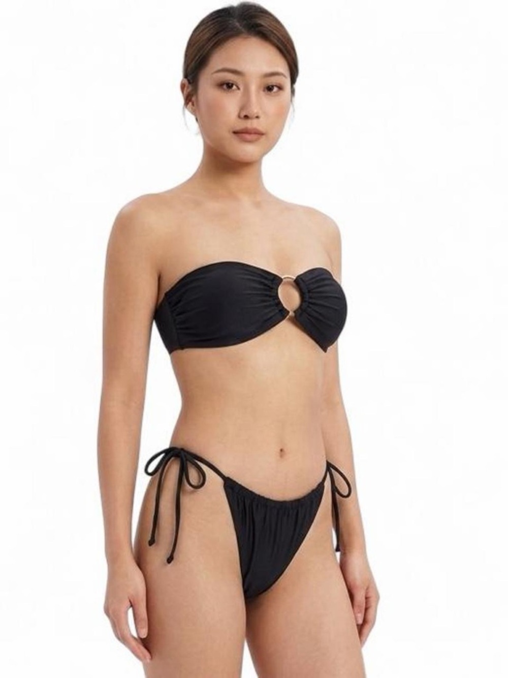 Sommer Ray Strapless Ring-Front Bikini Set - Black